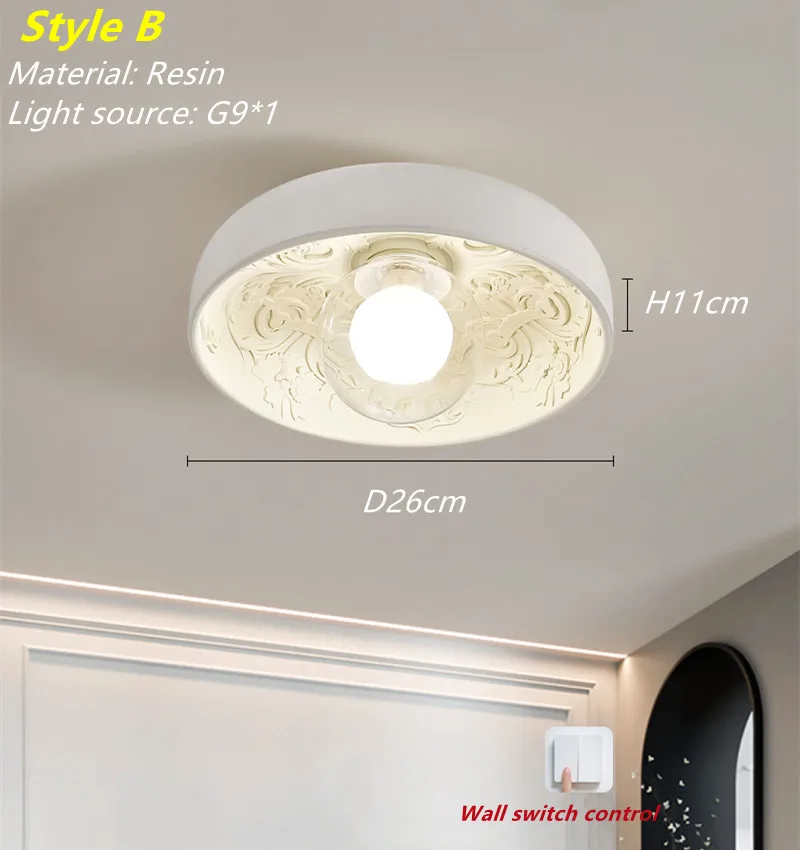 Française Creme Deckenleuchte mit PVC und Schnitzdekor für Schlafzimmer und Flur