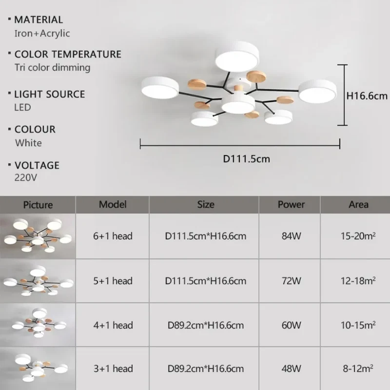 Moderne LED Pendelleuchte 4–6 flammig aus Eisen für Wohnzimmer und Küche