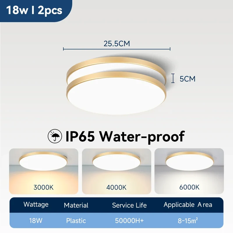 Wasserdichte LED Deckenleuchte 30W–40W IP-Schutz für Bad und Küche
