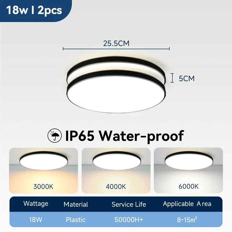 Wasserdichte LED Deckenleuchte 30W–40W IP-Schutz für Bad und Küche