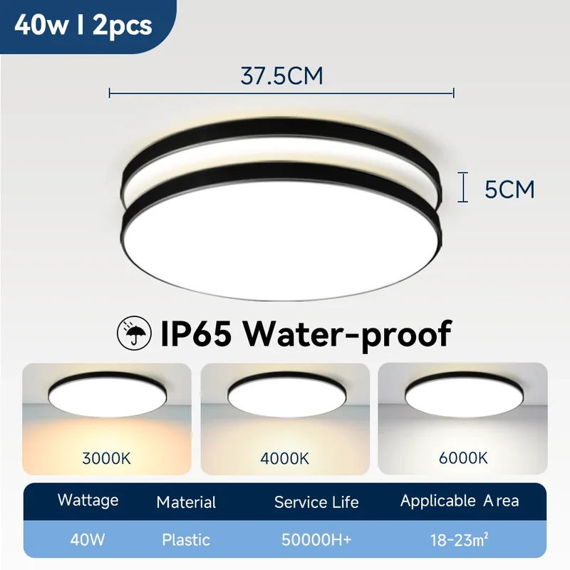 Wasserdichte LED Deckenleuchte 30W–40W IP-Schutz für Bad und Küche