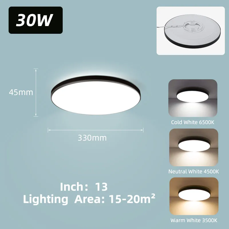 Goldene LED Deckenleuchte 18W–30W Dreibereich für Küche und Schlafzimmer