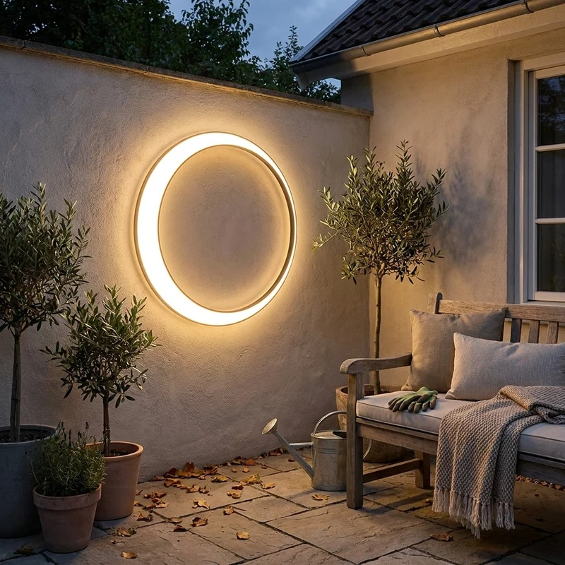 Moderne LED Außenwandleuchte mit Glasschirm IP44 für Hauseingang