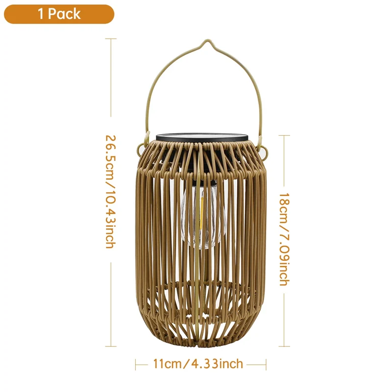 Boho Rattan Solarlaterne für Garten Terrasse und Balkon
