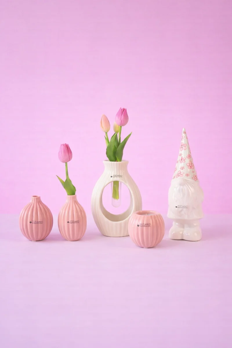 Dekoset Zwerg Geraldo+Prisma rosa+creme
