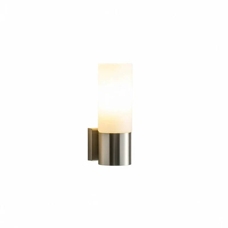 Nordlux Tangens Bad- & Spiegelleuchte E14 IP44 – Stahl gebürstet – Opalglas – dimmbar