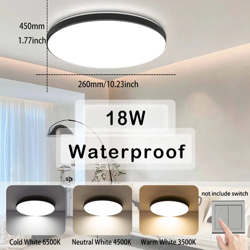 Feuchtraumgeeignete LED Deckenleuchte 18W–40W für Bad Küche und Balkon