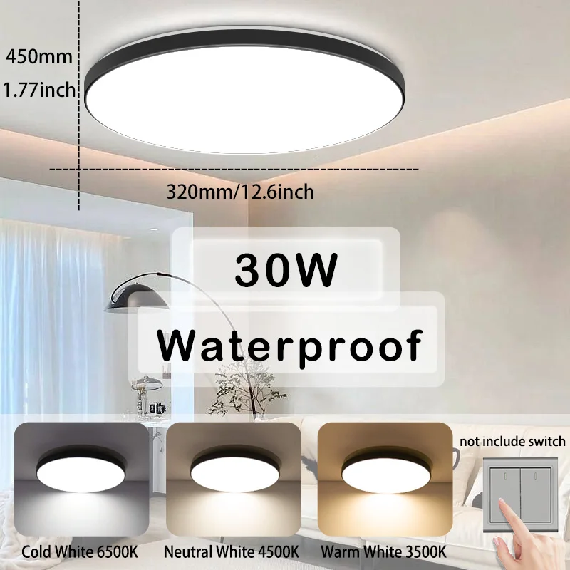 Feuchtraumgeeignete LED Deckenleuchte 18W–40W für Bad Küche und Balkon