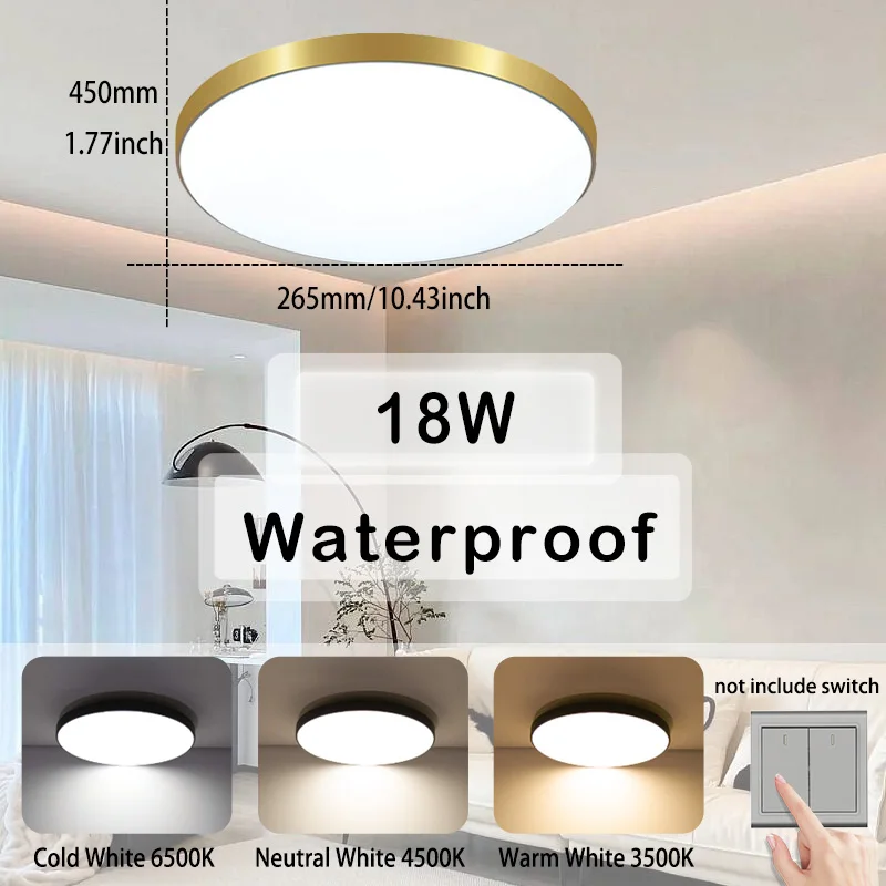 Feuchtraumgeeignete LED Deckenleuchte 18W–40W für Bad Küche und Balkon