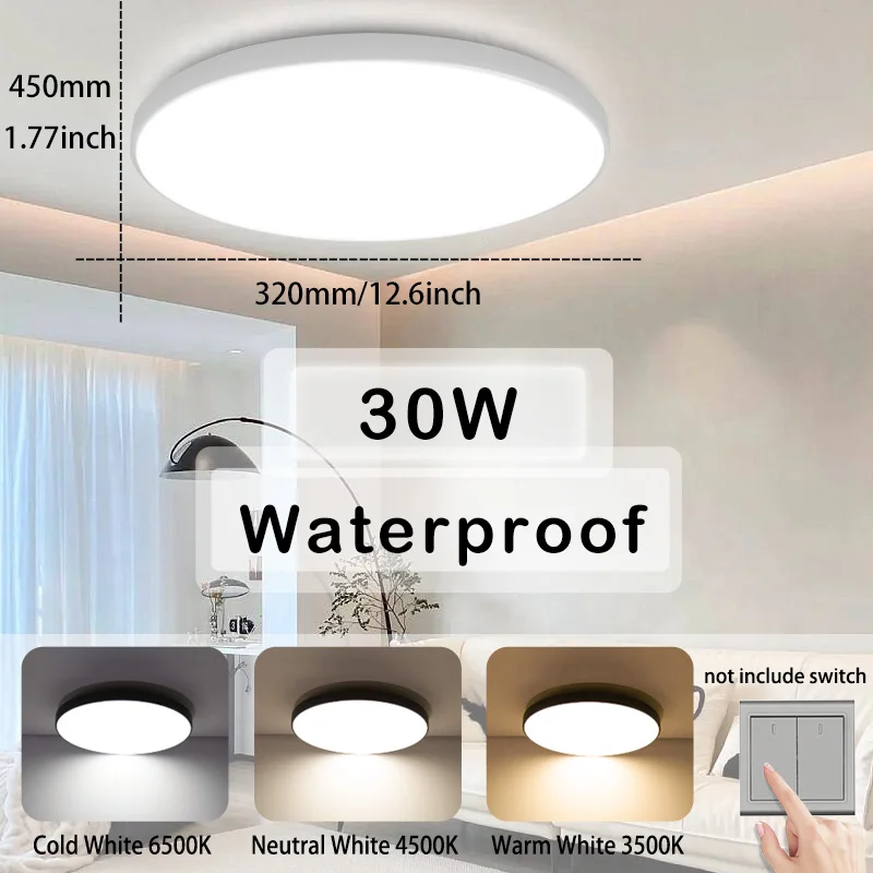 Feuchtraumgeeignete LED Deckenleuchte 18W–40W für Bad Küche und Balkon