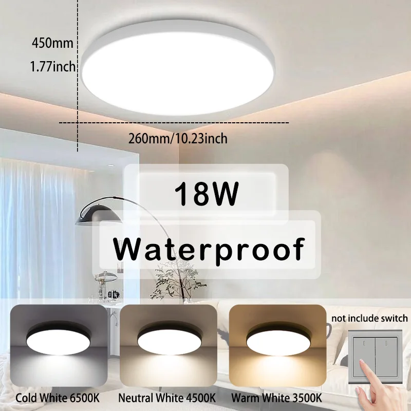 Feuchtraumgeeignete LED Deckenleuchte 18W–40W für Bad Küche und Balkon