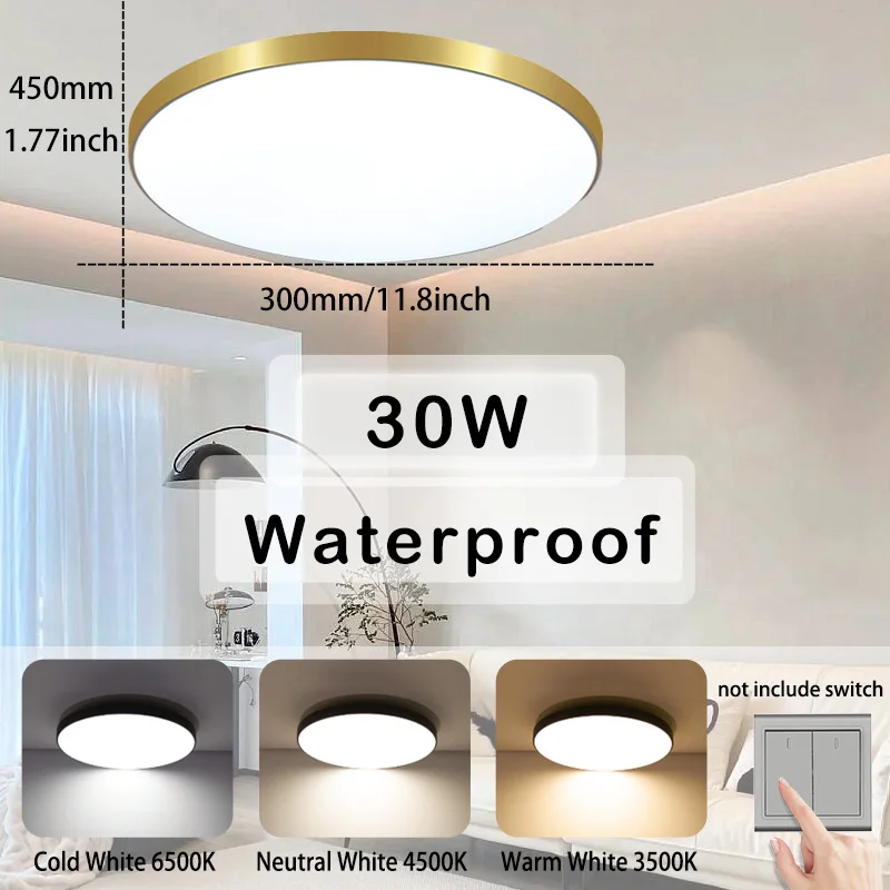 Feuchtraumgeeignete LED Deckenleuchte 18W–40W für Bad Küche und Balkon