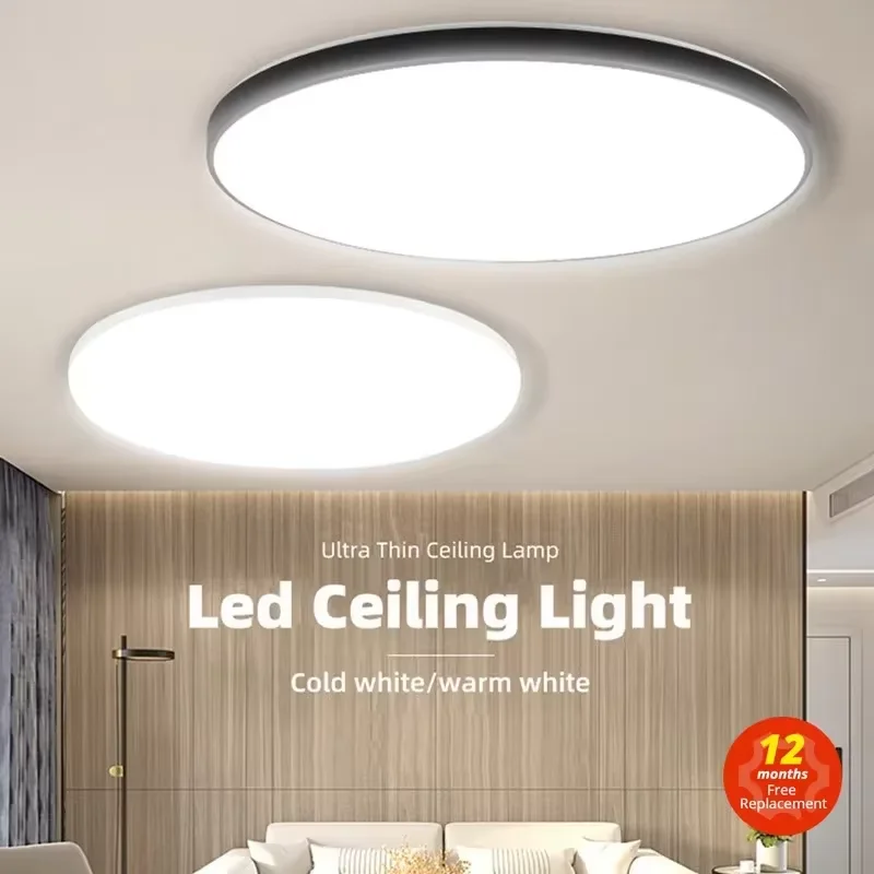 Ultra-Dünne LED Deckenleuchte 20W–50W Slim in Weiß und Gold für alle Räume