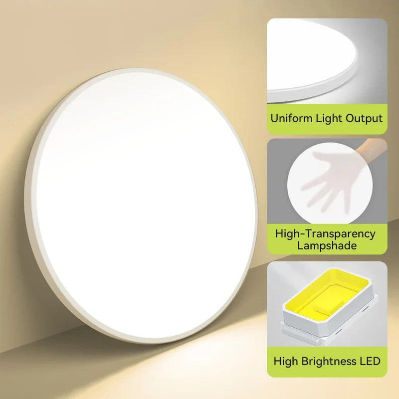 Ultra-Dünne LED Deckenleuchte 20W–50W Slim in Weiß und Gold für alle Räume