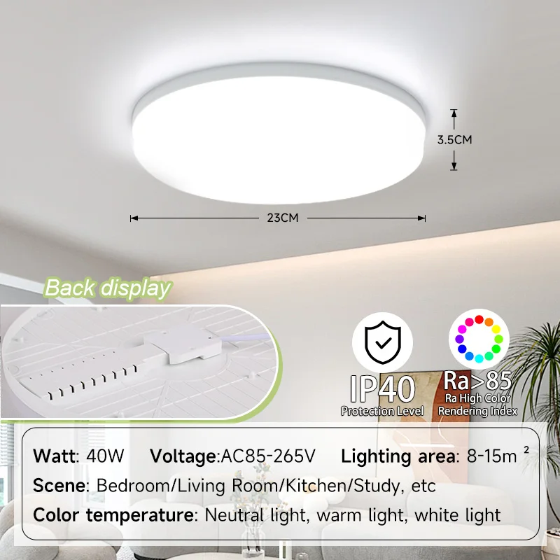 Ultra-Dünne LED Deckenleuchte 20W–50W Slim in Weiß und Gold für alle Räume