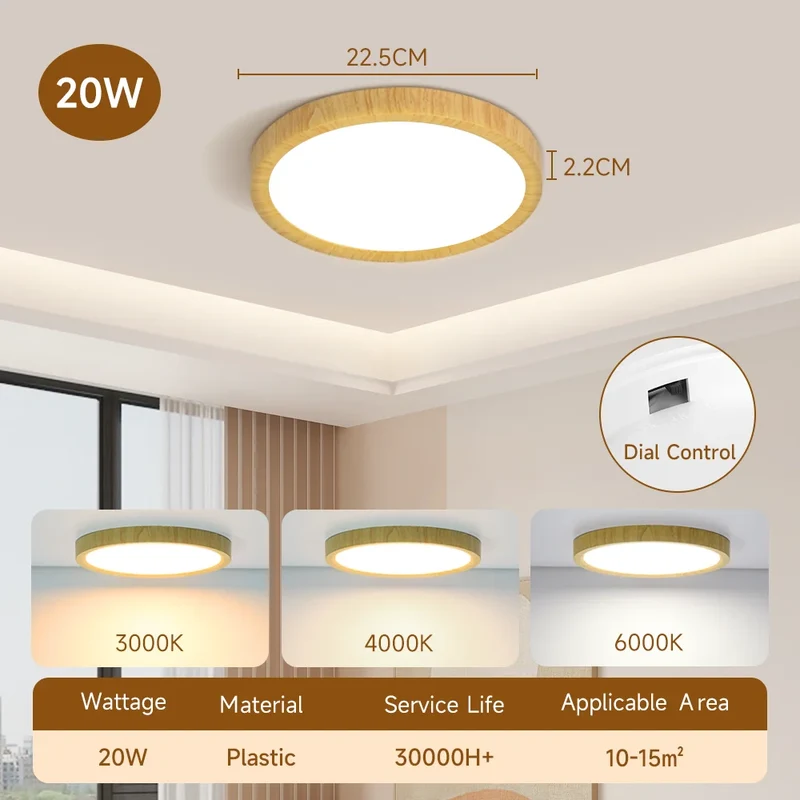 Ultra-Dünne LED Deckenleuchte 20W–50W Slim in Weiß und Gold für alle Räume