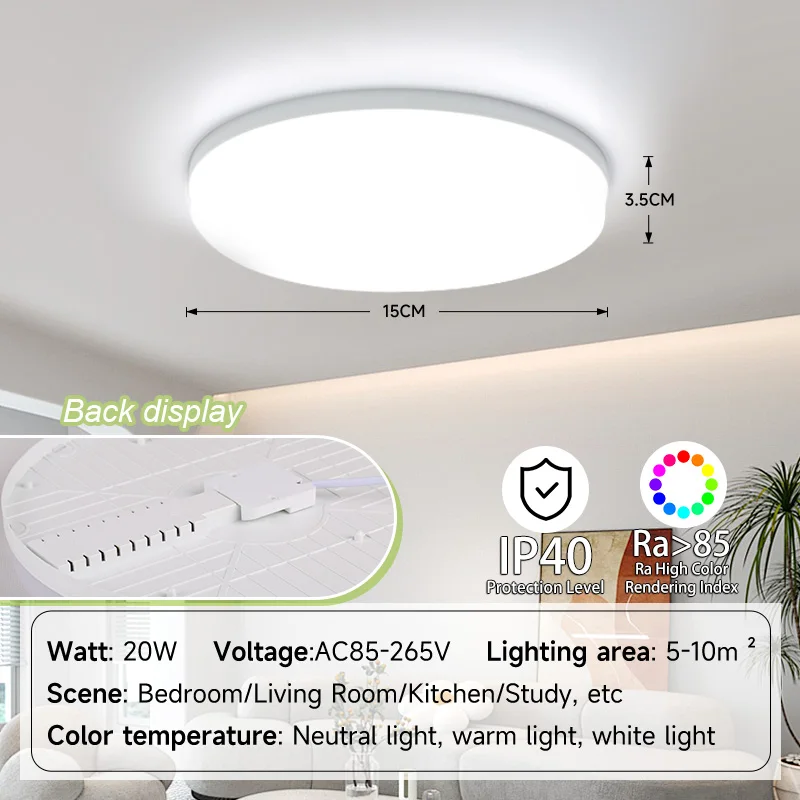 Ultra-Dünne LED Deckenleuchte 20W–50W Slim in Weiß und Gold für alle Räume