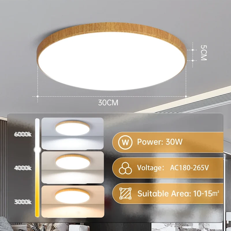Ultra-Dünne LED Deckenleuchte 20W–50W Slim in Weiß und Gold für alle Räume