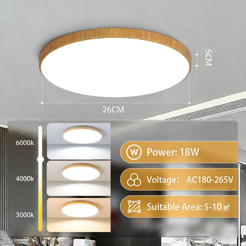 Ultra-Dünne LED Deckenleuchte 20W–50W Slim in Weiß und Gold für alle Räume