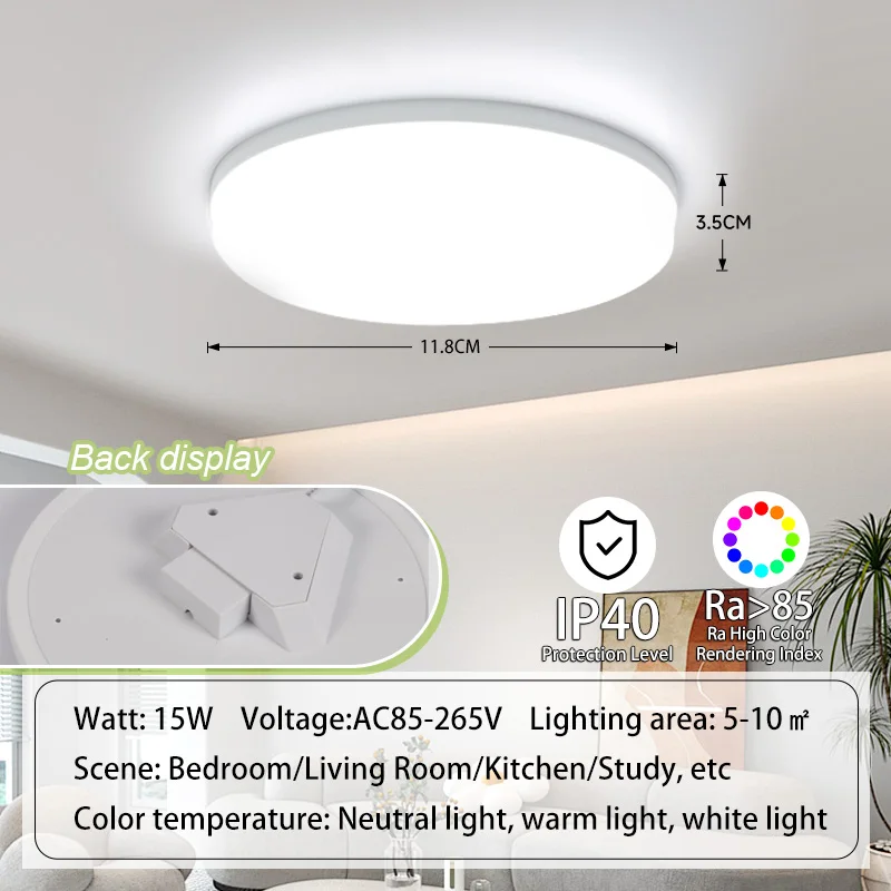 Ultra-Dünne LED Deckenleuchte 20W–50W Slim in Weiß und Gold für alle Räume