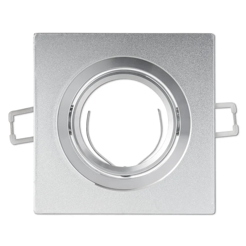 LED Einbaustrahler GU10 1-9W flach silber schwenkbar eckig 70mm Bohrloch