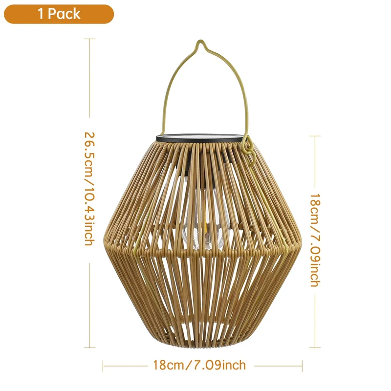 Geflochtene Solar Hängelaterne Boho für Garten und Terrasse