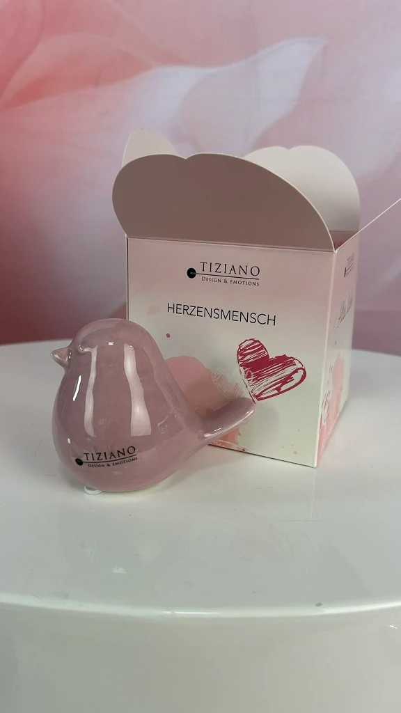 Würfelbox Amore mit Vogel Pallino rosa