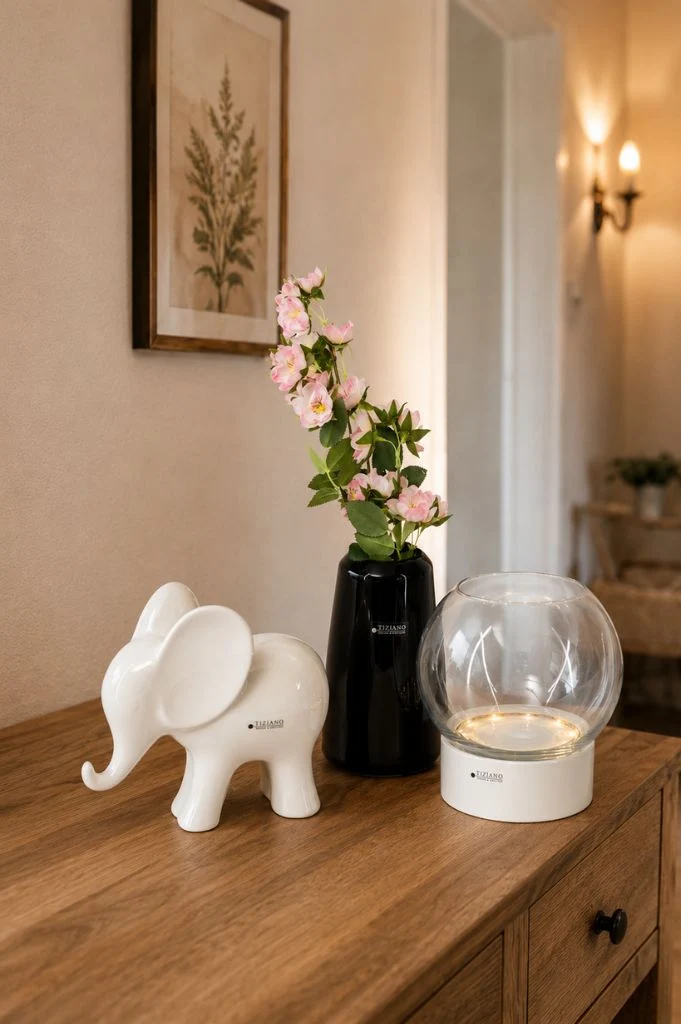 Dekoset LED Ovaro creme mit Vase Luminara
