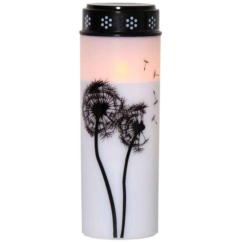 LED-Grablicht Weiß Pusteblumenmotiv, Warmweiß, Timerfunktion, 2 Größen, Batteriebetrieben