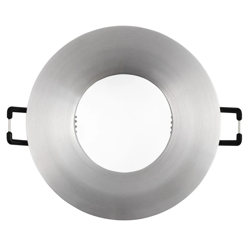 Hochwertiger Runder Einbaurahmen, IP44, Aluminium, für Feuchträume, mit Frontglas, in Matt Weiß/Schwarz/Gebürsteter Edelstahl