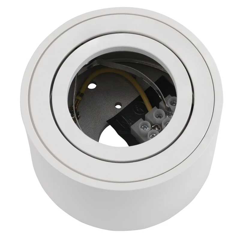 Runder, schwenkbarer Aufbaurahmen aus Aluminium, Ø80x50mm, für LED-Module, in Weiß/Edelstahl/Mattschwarz