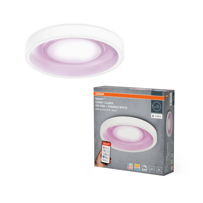 OSRAM Matter SMART+-Deckenleuchte Claria 32W, 4200lm, 490mm