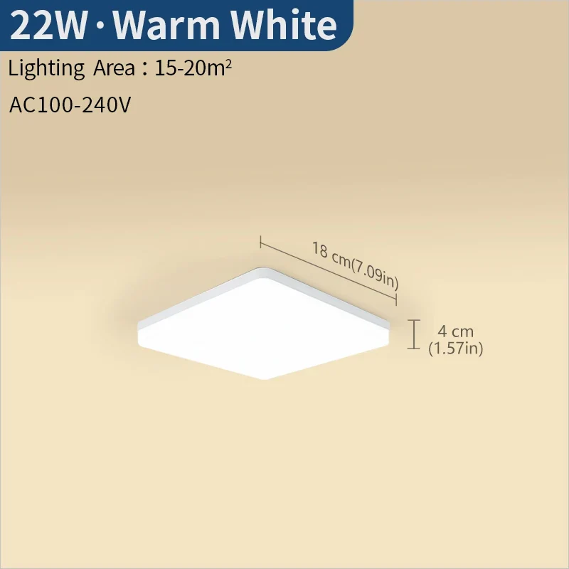 Eckige LED Deckenleuchte 22W–45W Slim für Schlafzimmer und Wohnzimmer