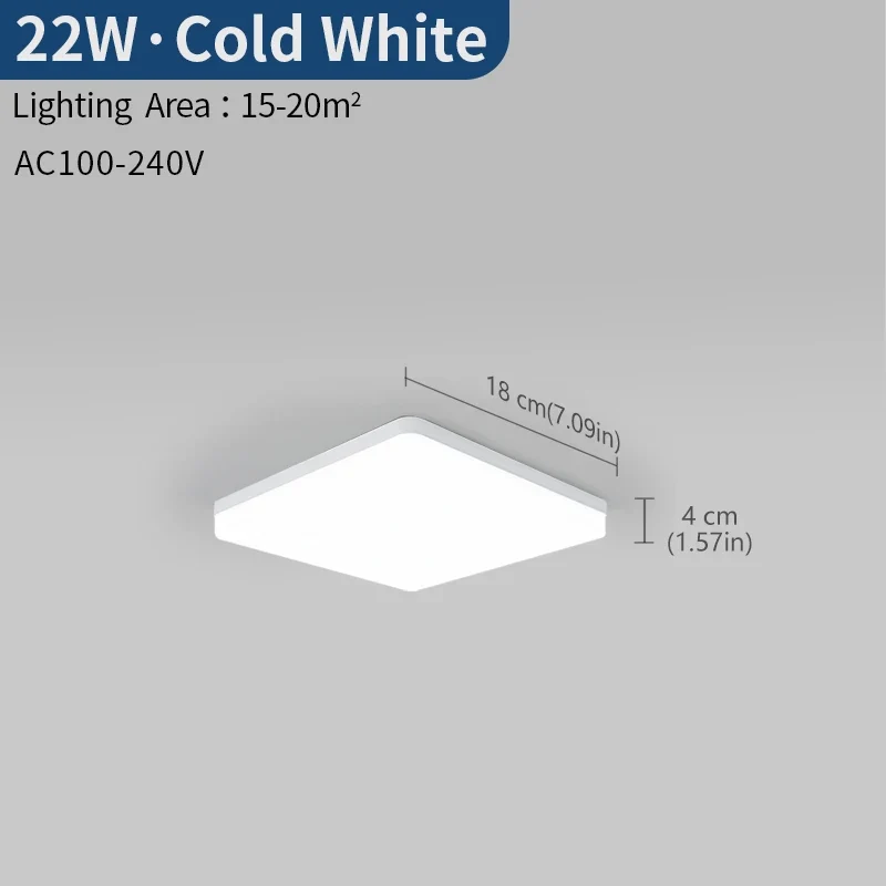 Eckige LED Deckenleuchte 22W–45W Slim für Schlafzimmer und Wohnzimmer