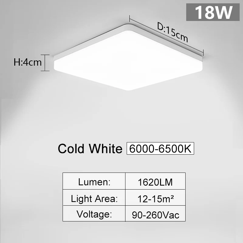Eckige LED Deckenleuchte 22W–45W Slim für Schlafzimmer und Wohnzimmer