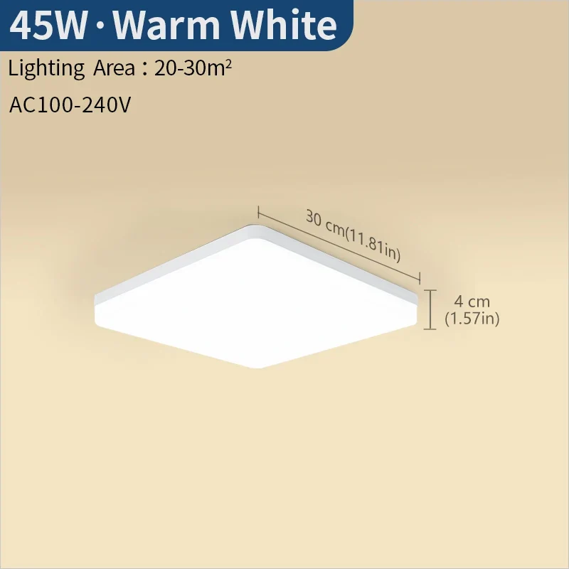 Eckige LED Deckenleuchte 22W–45W Slim für Schlafzimmer und Wohnzimmer