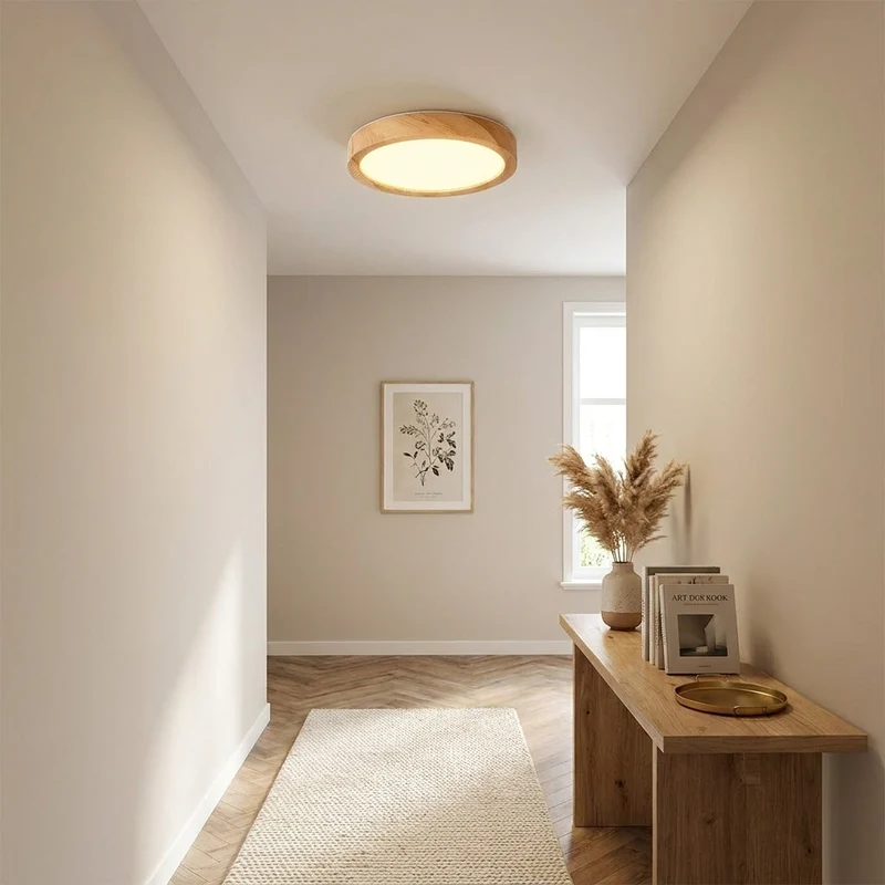 Runde LED Deckenleuchte Holzmaserung 12W–32W Dreibereich für Küche und Bad