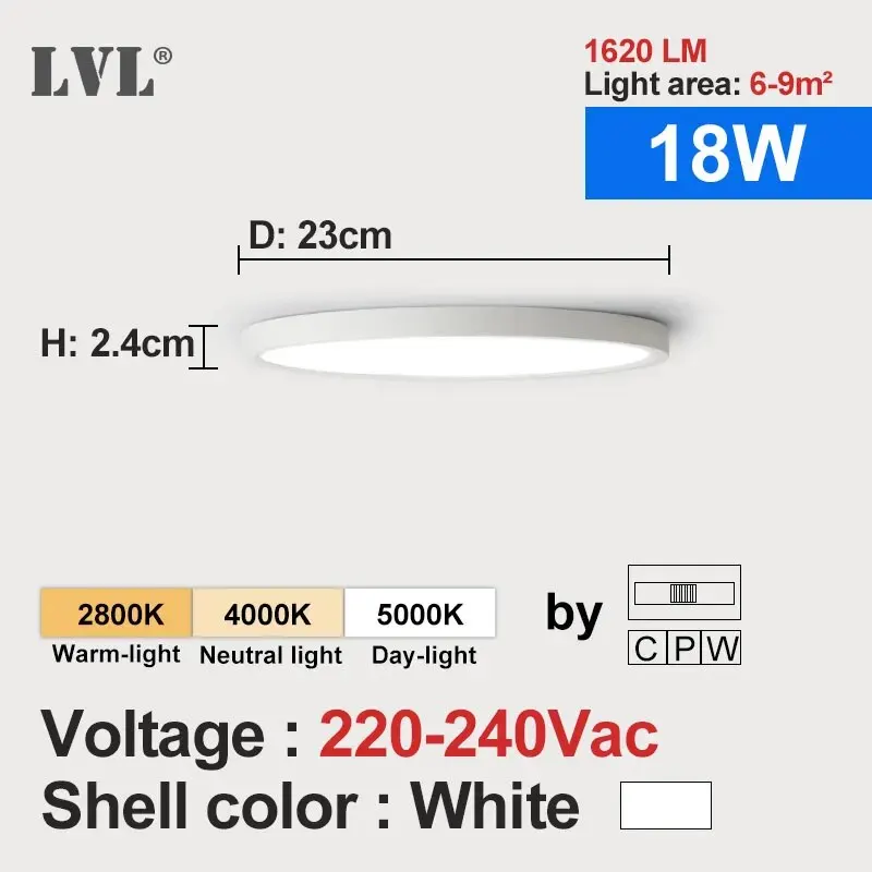 Runde LED Deckenleuchte Holzmaserung 12W–32W Dreibereich für Küche und Bad