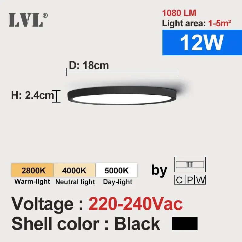 Runde LED Deckenleuchte Holzmaserung 12W–32W Dreibereich für Küche und Bad