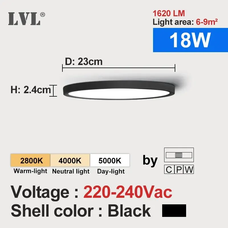 Runde LED Deckenleuchte Holzmaserung 12W–32W Dreibereich für Küche und Bad