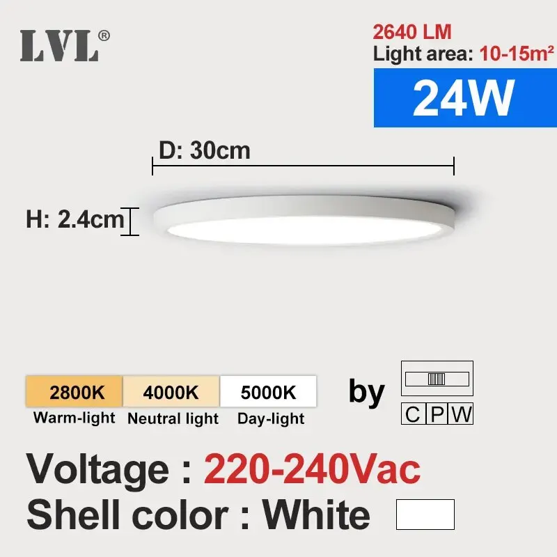 Runde LED Deckenleuchte Holzmaserung 12W–32W Dreibereich für Küche und Bad