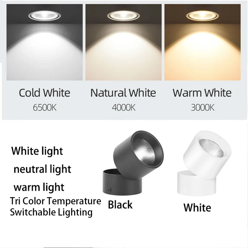 Schwenkbares LED Downlight 3 Lichtfarben 7W–15W für Wohnzimmer und Küche
