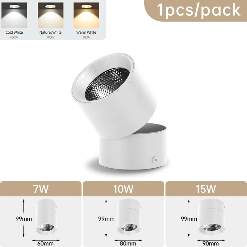 Schwenkbares LED Downlight 3 Lichtfarben 7W–15W für Wohnzimmer und Küche