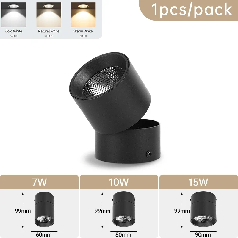 Schwenkbares LED Downlight 3 Lichtfarben 7W–15W für Wohnzimmer und Küche