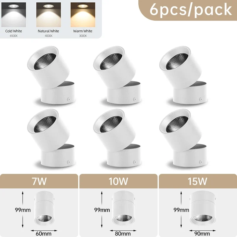 Schwenkbares LED Downlight 3 Lichtfarben 7W–15W für Wohnzimmer und Küche