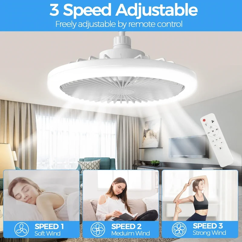 Moderner LED Deckenventilator mit Dimmbaren Einstellungen für Schlafzimmer Entspannend