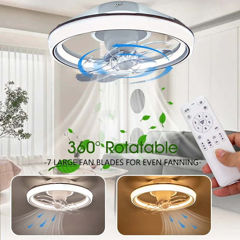 Moderner LED Deckenventilator mit Fernbedienung und App Steuerung für Wohnzimmer Smart