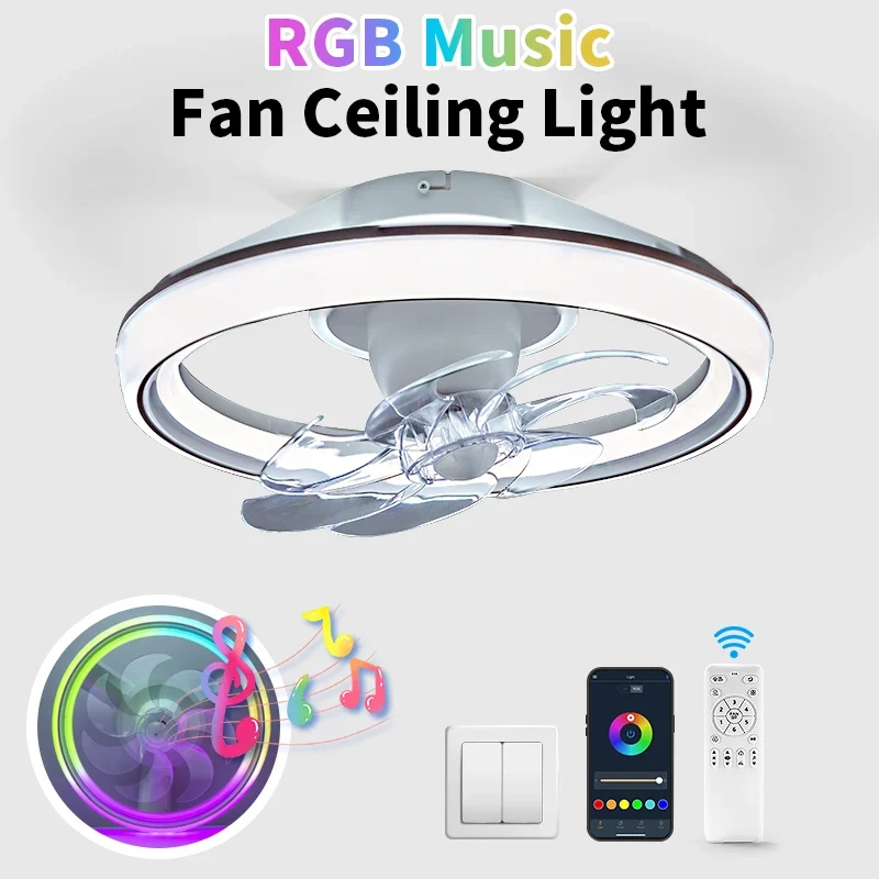 Moderner LED Deckenventilator mit Fernbedienung und App Steuerung für Wohnzimmer Smart
