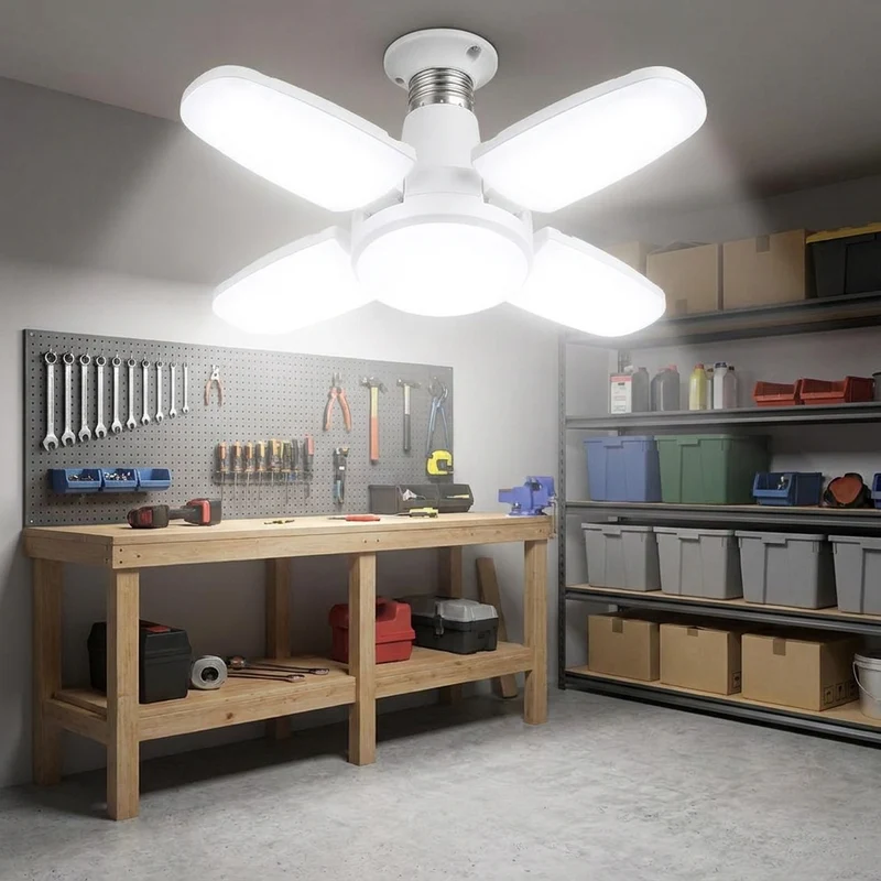 Faltbare LED Deckenleuchte mit Bewegungsmelder für Garage und Lager