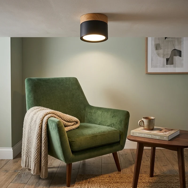Nordisches Holz LED Downlight Dimmbar für Wohnzimmer und Gewerbeflächen